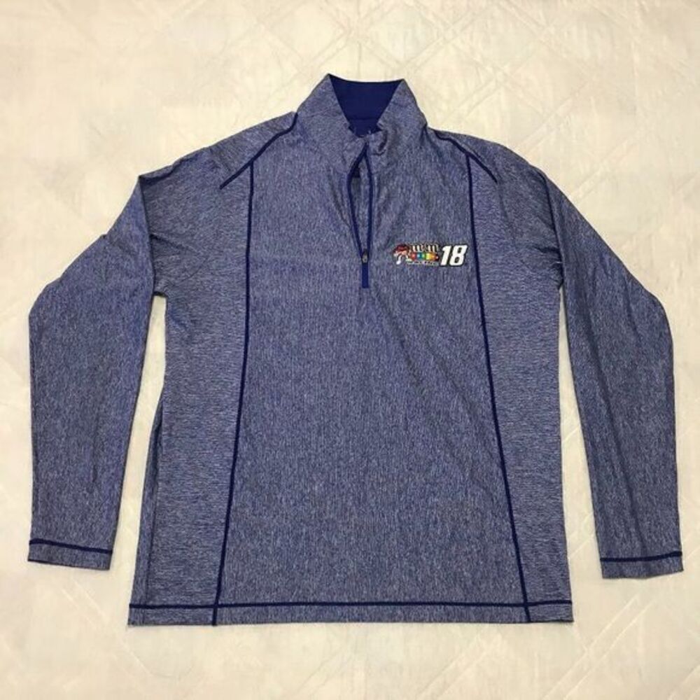 Antigua M&Ms Racing #18 blue 1/4 zip exercise jacket Large